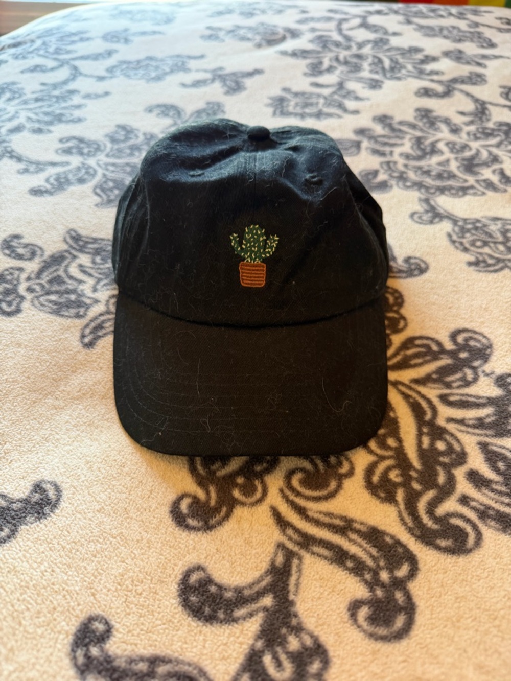 Black Dad Hat with Embroidered Cactus